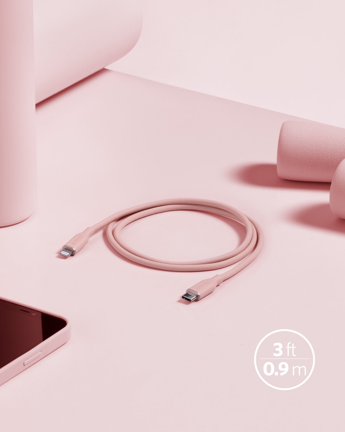 Anker <b>641</b> USB-C to Lightning Cable (Flow, 3 ft Silicone) - The Closet