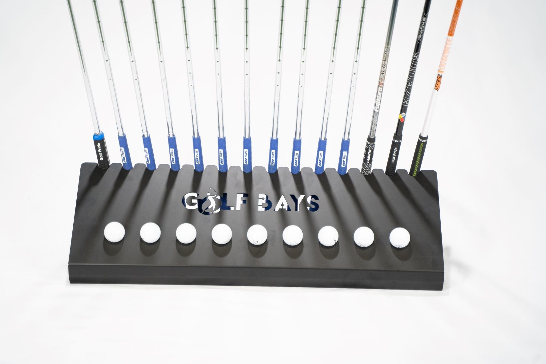 GolfBays Club Display Rack, Holds 14 Clubs & 9 Golf Balls , Indoor Golf Storage - The Closet