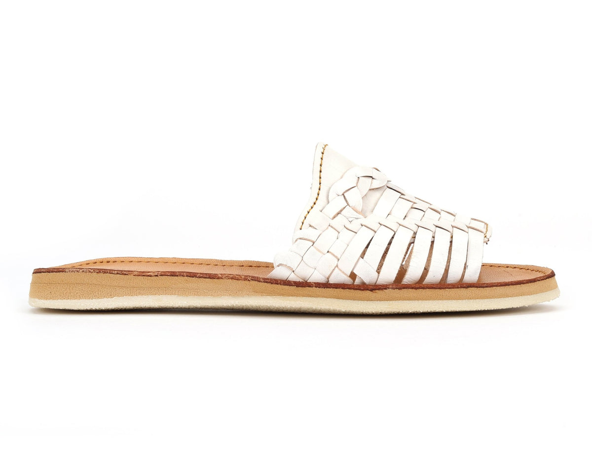 Huarache Peep-Toe Slides White - The Closet
