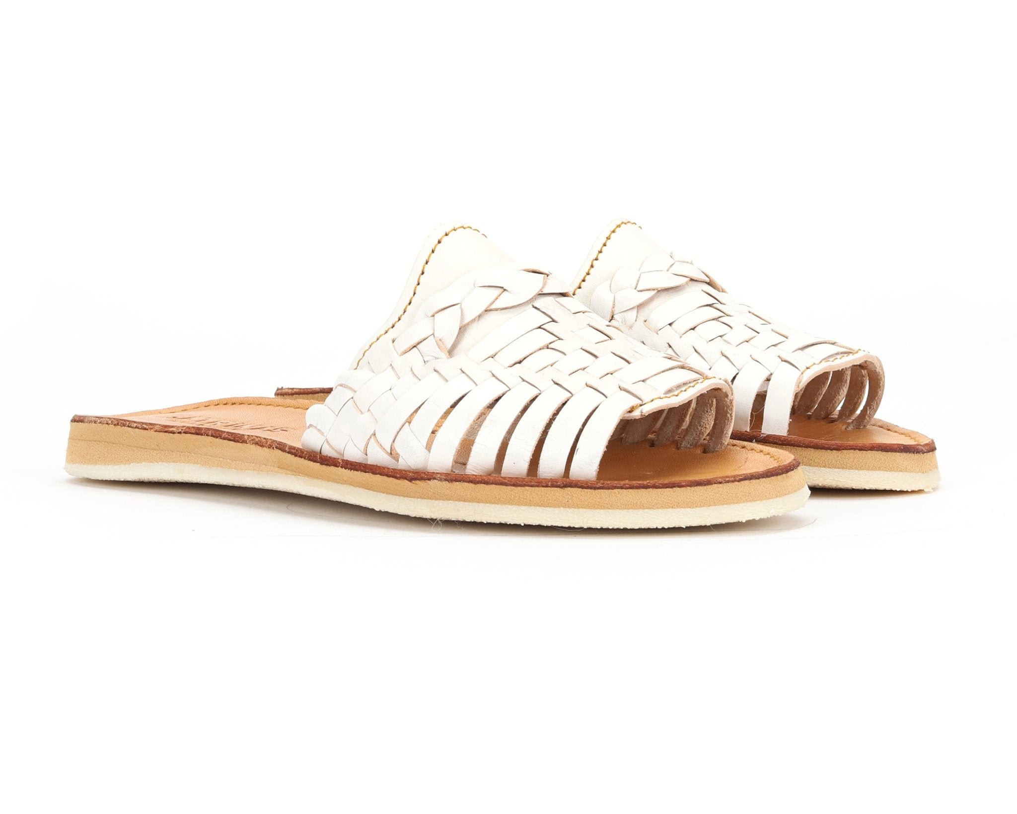 Huarache Peep-Toe Slides White - The Closet