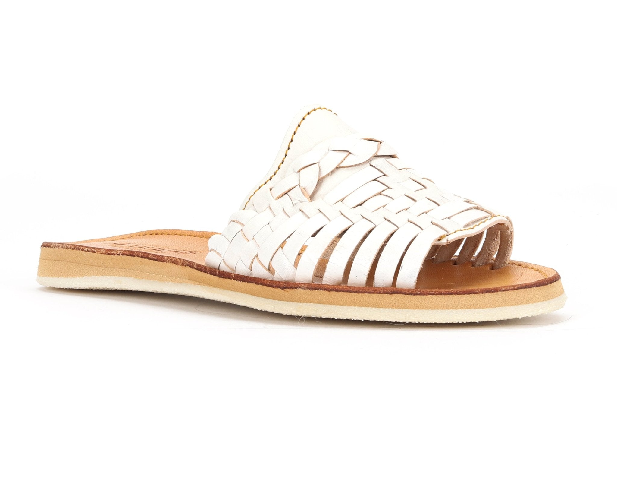 Huarache Peep-Toe Slides White - The Closet