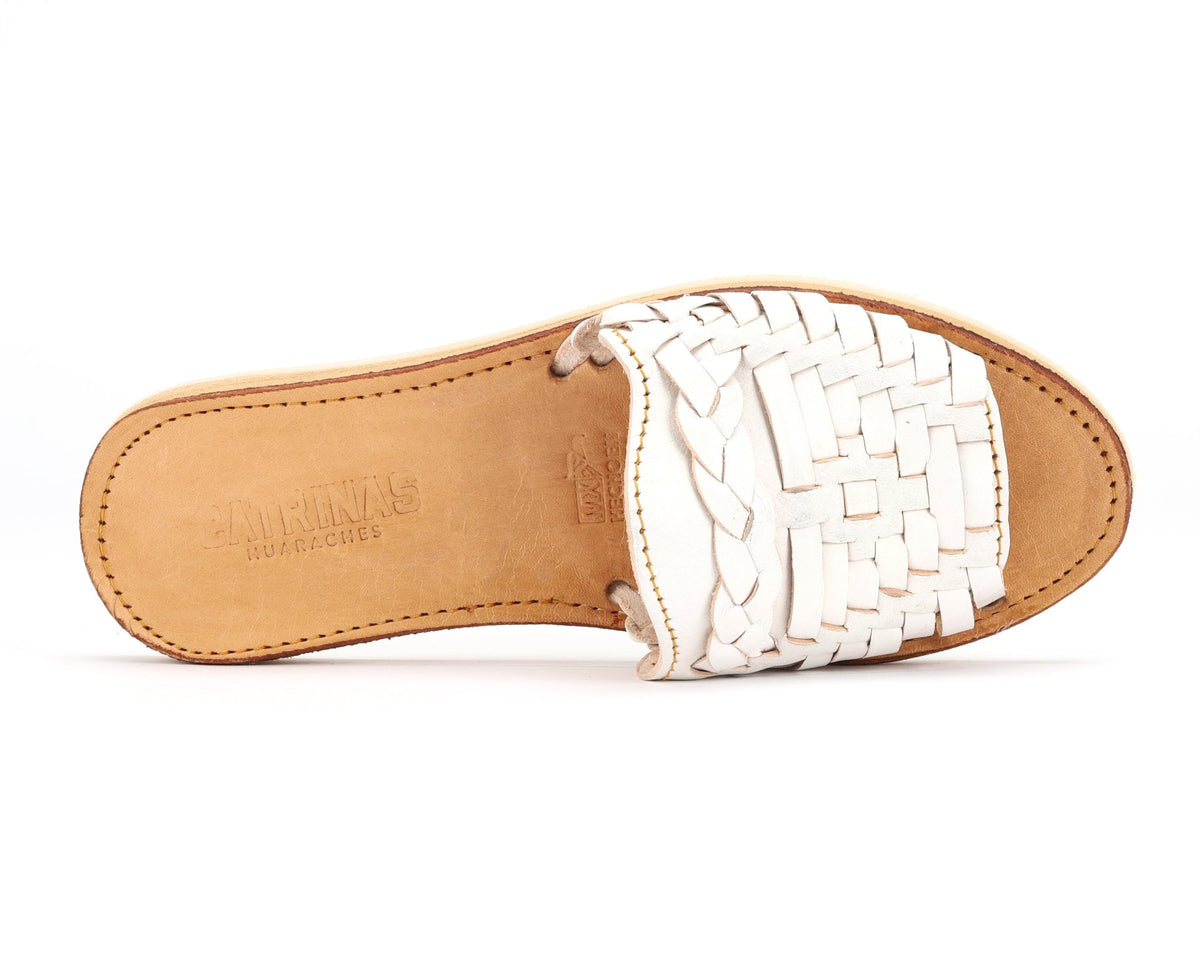 Huarache Peep-Toe Slides White - The Closet