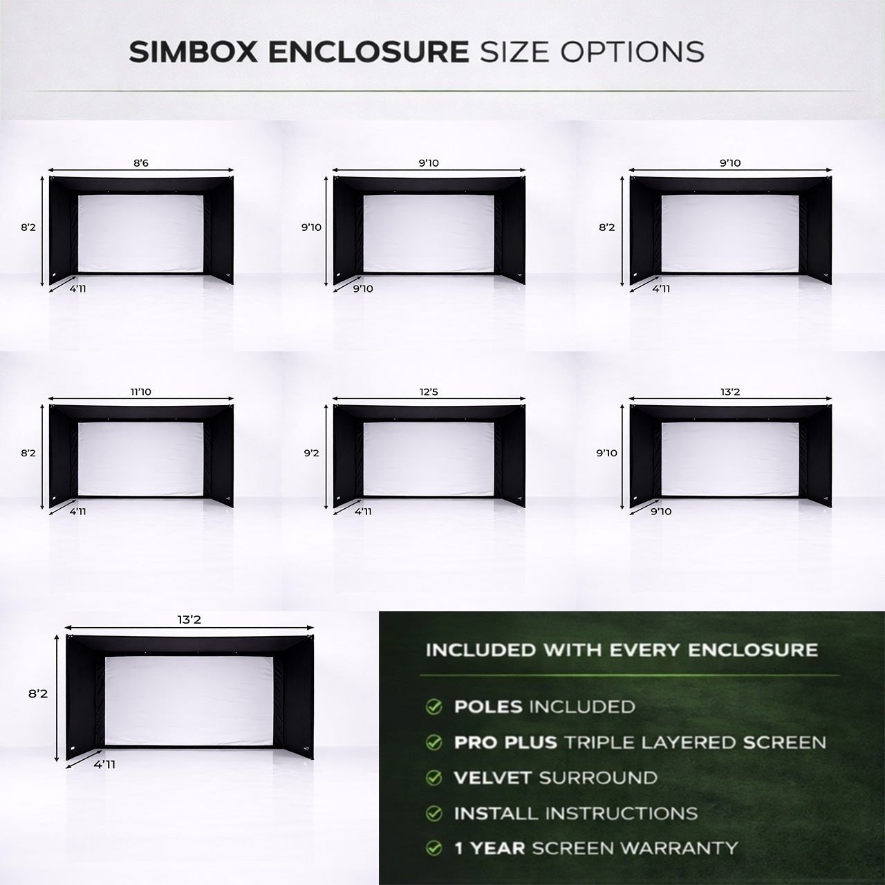 SimBox Golf Simulator Enclosure - 7 sizes available - The Closet